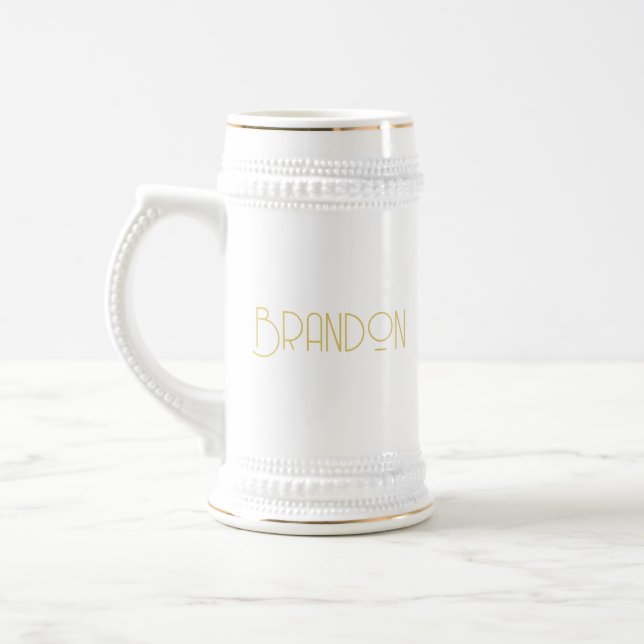 Personalised Groomsman Gift, 22oz Gold Beer Stein  (Left)