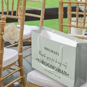 Personalised Groomsman Green Thank You Large Gift Bag