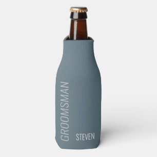 Personalised Groomsman Modern Dusty Blue Custom Bottle Cooler
