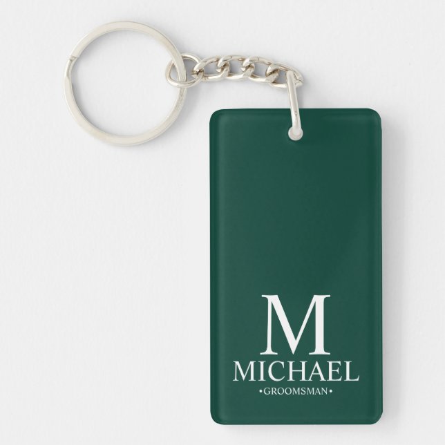 Personalised Groomsman Name and Monogram Key Ring (Front)