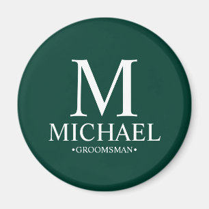 Personalised Groomsman Name and Monogram Magnet
