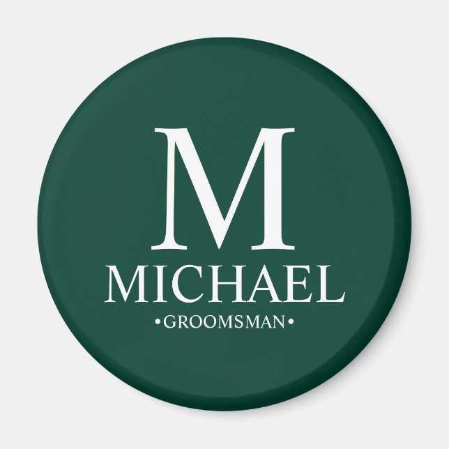 Personalised Groomsman Name and Monogram Magnet (Front)
