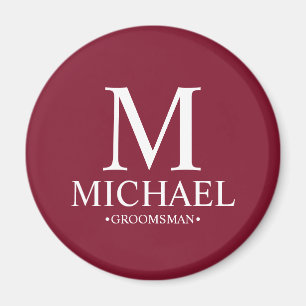 Personalised Groomsman Name and Monogram Magnet