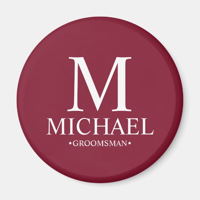 Personalised Groomsman Name and Monogram Magnet (Front)