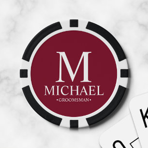 Personalised Groomsman Name and Monogram Poker Chips