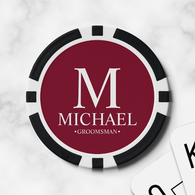 Personalised Groomsman Name and Monogram Poker Chips (Creator Uploaded)