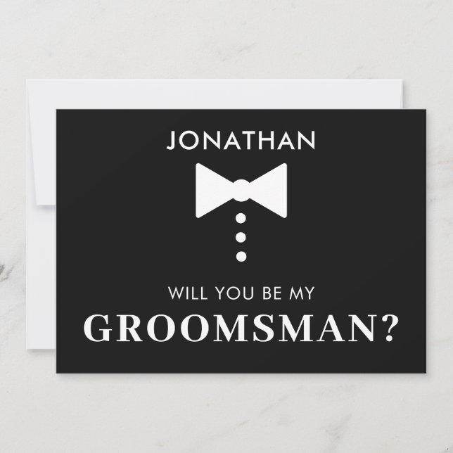 Personalised Groomsman Proposal Modern Tuxedo Invitation (Front)