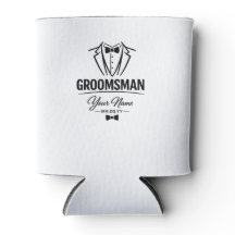 Personalised Groomsman Tuxedo Can Cooler