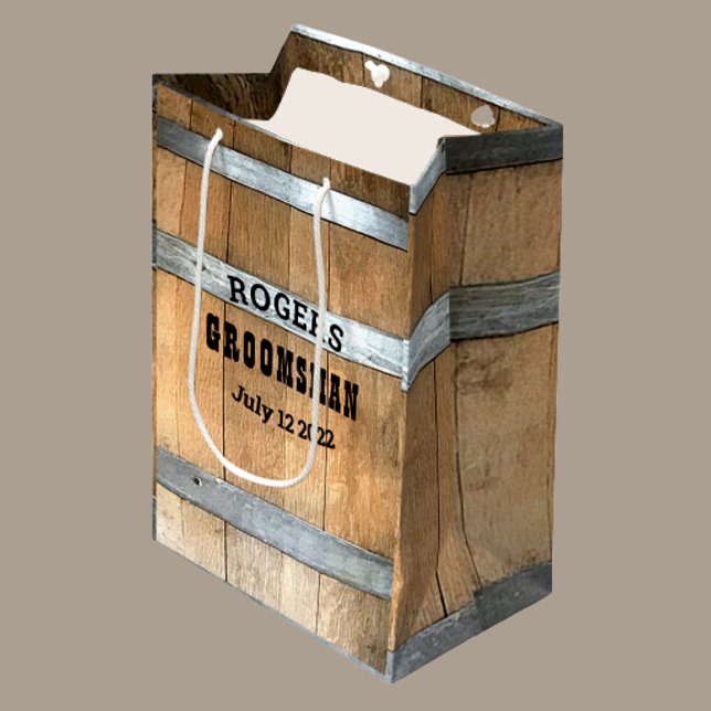 Personalised Groomsman Whiskey Barrel Medium Gift Bag (Creator Uploaded)