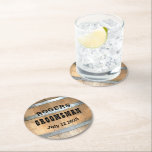 Personalised Groomsman Whiskey Barrel Round Paper Coaster<br><div class="desc">Rustic whiskey barrel design featuring bold western typography. Personalise this design with your own text. Further customise this design by selecting the "customise further" link.</div>