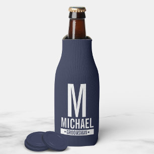 Personalised Groomsman's Monogram and Name Bottle Cooler