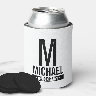 Personalised Groomsman's Monogram and Name Can Cooler