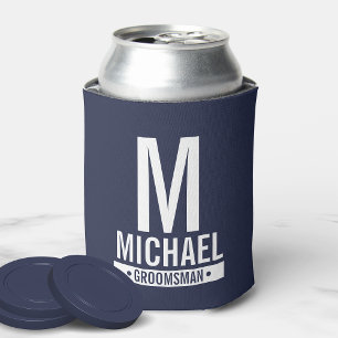 Personalised Groomsman's Monogram and Name Can Cooler