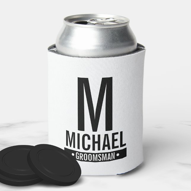 Personalised Groomsman's Monogram and Name Can Cooler (Creator Uploaded)