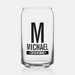 Personalised Groomsman's Monogram and Name Can Glass