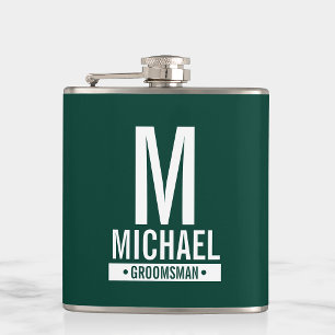 Personalised Groomsman's Monogram and Name Flask