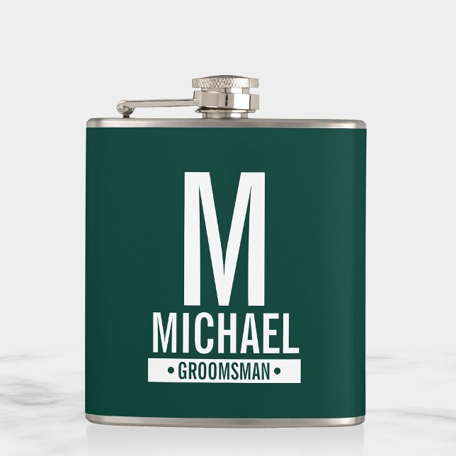 Personalised Groomsman's Monogram and Name Flask (Creator Uploaded)