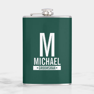 Personalised Groomsman's Monogram and Name Hip Flask