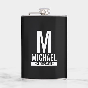 Personalised Groomsman's Monogram and Name Hip Flask