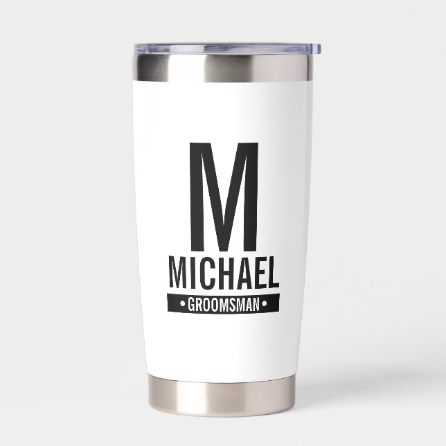 Personalised Groomsman's Monogram and Name Insulated Tumbler (Left)