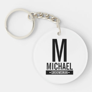 Personalised Groomsman's Monogram and Name Key Ring