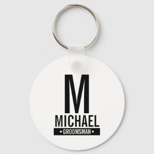 Personalised Groomsman's Monogram and Name Key Ring