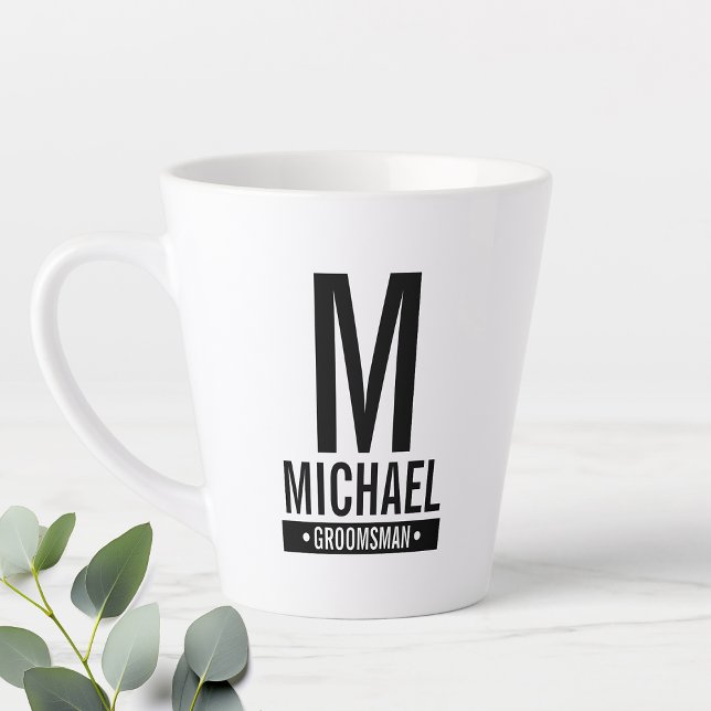 Personalised Groomsman's Monogram and Name Latte Mug (Creator Uploaded)