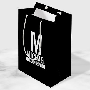 Personalised Groomsman's Monogram and Name Medium  Gift Bag
