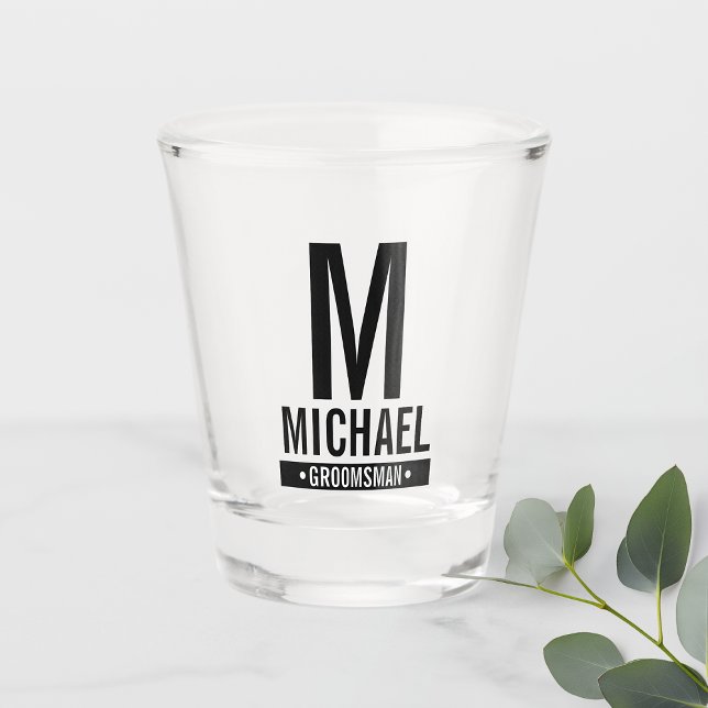 Personalised Groomsman's Monogram and Name Shot Glass (Creator Uploaded)