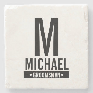Personalised Groomsman's Monogram and Name Stone Coaster