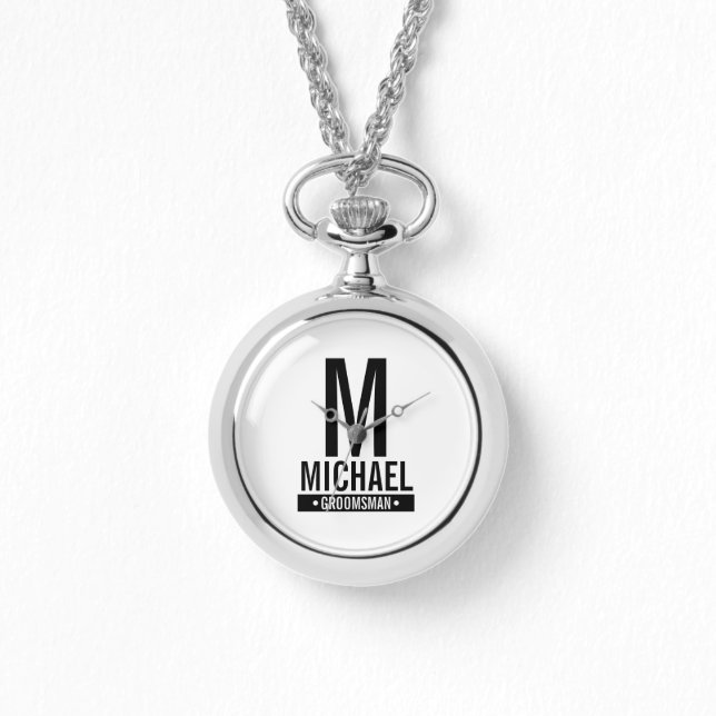 Personalised Groomsman's Monogram and Name Watch (Front)