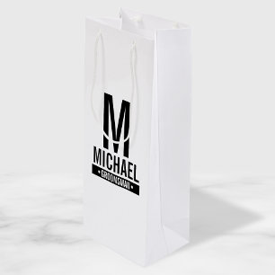 Personalised Groomsman's Monogram and Name Wine Gift Bag