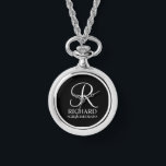 Personalised Groomsman's Name and Monogram<br><div class="desc">Elegant Black and White Personalised Groomsman Gifts
featuring personalised monogram in white elegant script font style with groomsman's name and title in classic serif font style on black background.

Also perfect for best man,  father of the bride,  bridesmaid,  maid of honour,  flower girl,  mother of the bride and more.</div>