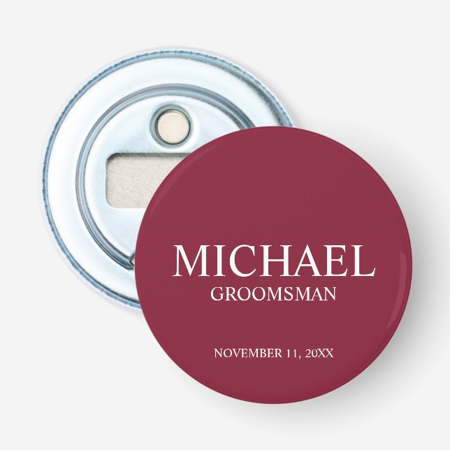 Personalised Groomsman's Name and Monogram Bottle Opener (Front)