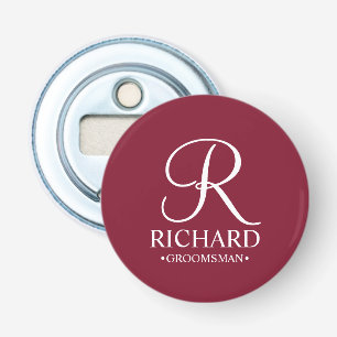 Personalised Groomsman's Name and Monogram Bottle Opener