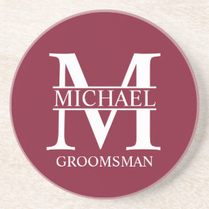 Personalised Groomsman's Name and Monogram Coaster