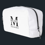Personalised Groomsman's Name and Monogram Dopp Kit<br><div class="desc">Classic Personalised Groomsmen Gifts
featuring personalised groomsman's monogram,  name and title in black classic serif font style on white background.

Also perfect for best man,  father of the bride and more.</div>