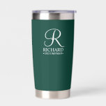 Personalised Groomsman's Name and Monogram Insulated Tumbler<br><div class="desc">Elegant Personalised Groomsman Gifts
featuring personalised monogram in white elegant script font style with groomsman's name and title in classic serif font style on emerald green background.

Also perfect for best man,  father of the bride,  bridesmaid,  maid of honour,  flower girl,  mother of the bride and more.</div>