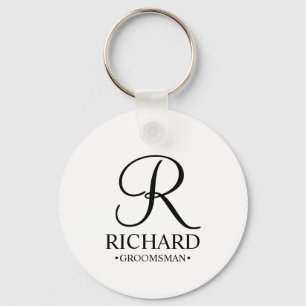 Personalised Groomsman's Name and Monogram Key Ring