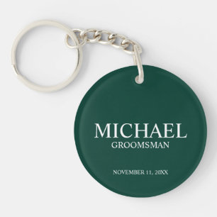 Personalised Groomsman's Name and Monogram Key Ring
