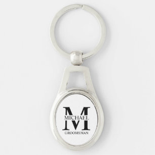 Personalised Groomsman's Name and Monogram Key Ring