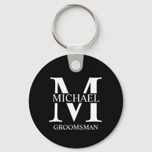 Personalised Groomsman's Name and Monogram Key Ring
