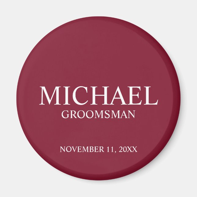 Personalised Groomsman's Name and Monogram Magnet (Front)