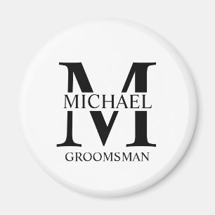 Personalised Groomsman's Name and Monogram Magnet