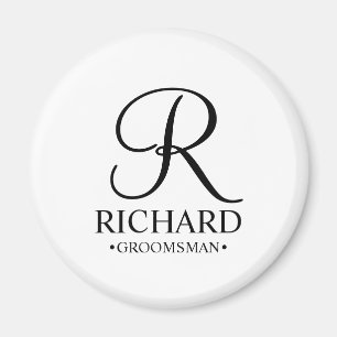 Personalised Groomsman's Name and Monogram Magnet