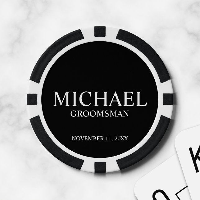 Personalised Groomsman's Name and Monogram Poker Chips (Creator Uploaded)