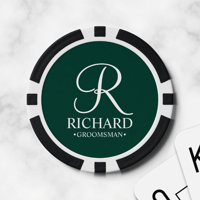 Personalised Groomsman's Name and Monogram Poker Chips (Creator Uploaded)