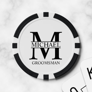 Personalised Groomsman's Name and Monogram Poker Chips