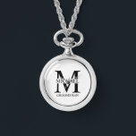 Personalised Groomsman's Name and Monogram Watch<br><div class="desc">Classic Personalised Groomsmen Gifts
featuring personalised groomsman's monogram,  name and title in black classic serif font style on white background.

Also perfect for best man,  father of the bride and more.</div>