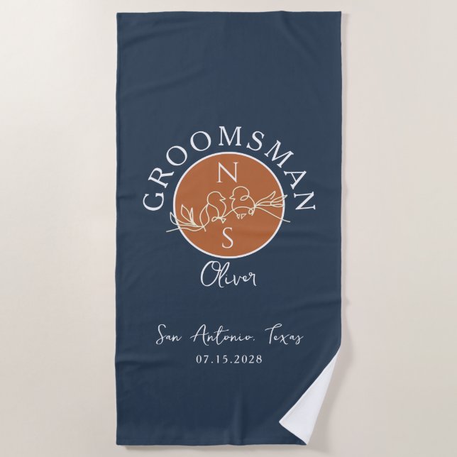 Personalised Groomsmen  Beach Towel (Front)